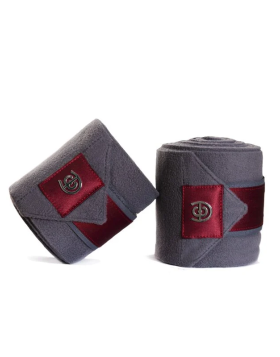 Equestrian Stockholm Fleece Bandages Grey Bordeaux Polo Wraps