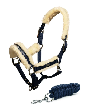 Equestrian Stockholm Fur Halter & Lead Rope Navy