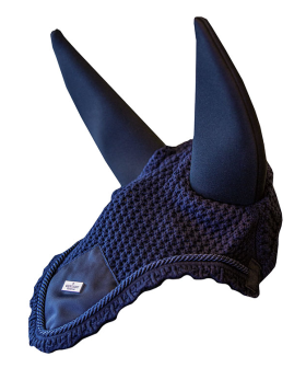 Equestrian Stockholm Padded Ear Net Navy Silver