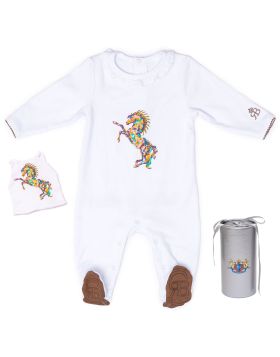 RB Royal Baby Organic Cotton Gloved-Sleeve 2 Piece Footed Overall, Footie in Gift Box (Born to be Wild)