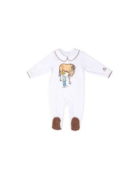 RB Royal Baby Organic Cotton Gloved Sleeve Footed Pajama (Horse and Me) White Footie