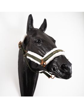 Royal Equestrian Fur Halter Olive White Full 